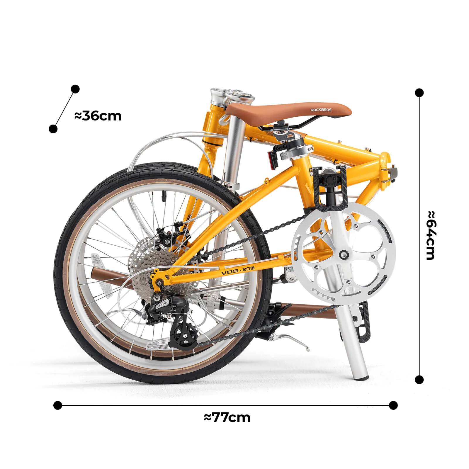ROCKBROS VDS 20 Inch Folding Bike 8 Speed 11-32T Cassette Disc Brake - Image 9
