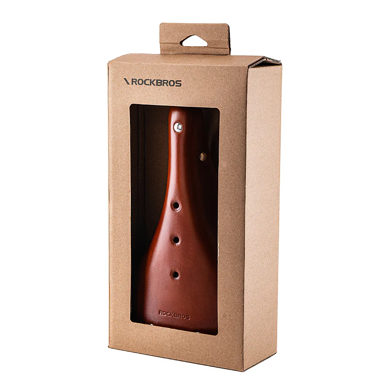 ROCKBROS Vintage Bicycle Saddle Retro Brown Cowhide Handmade Cycling Bike Seat - Image 8