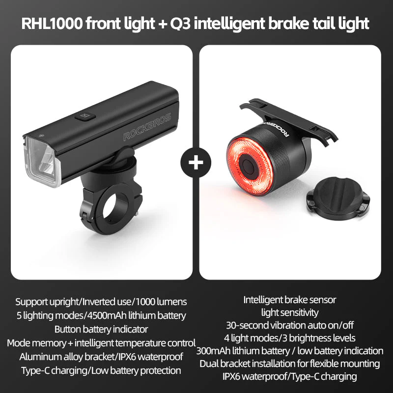 ROCKROS RHL1000 Lumens Headlight & Smart Taillight Set - Image 4