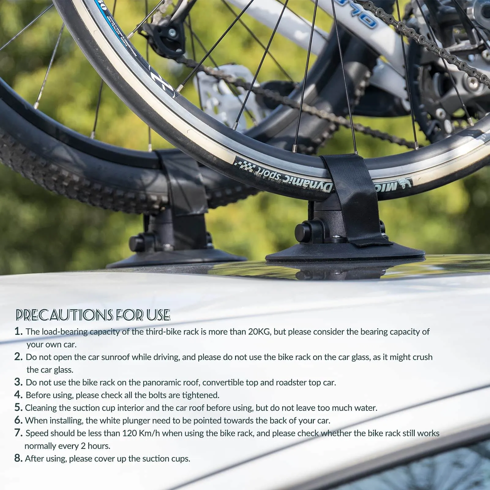 Suction Cup Car Roof Bike Rack Quick-Install Heavy Duty Mount for 1–3 Bikes - Image 6
