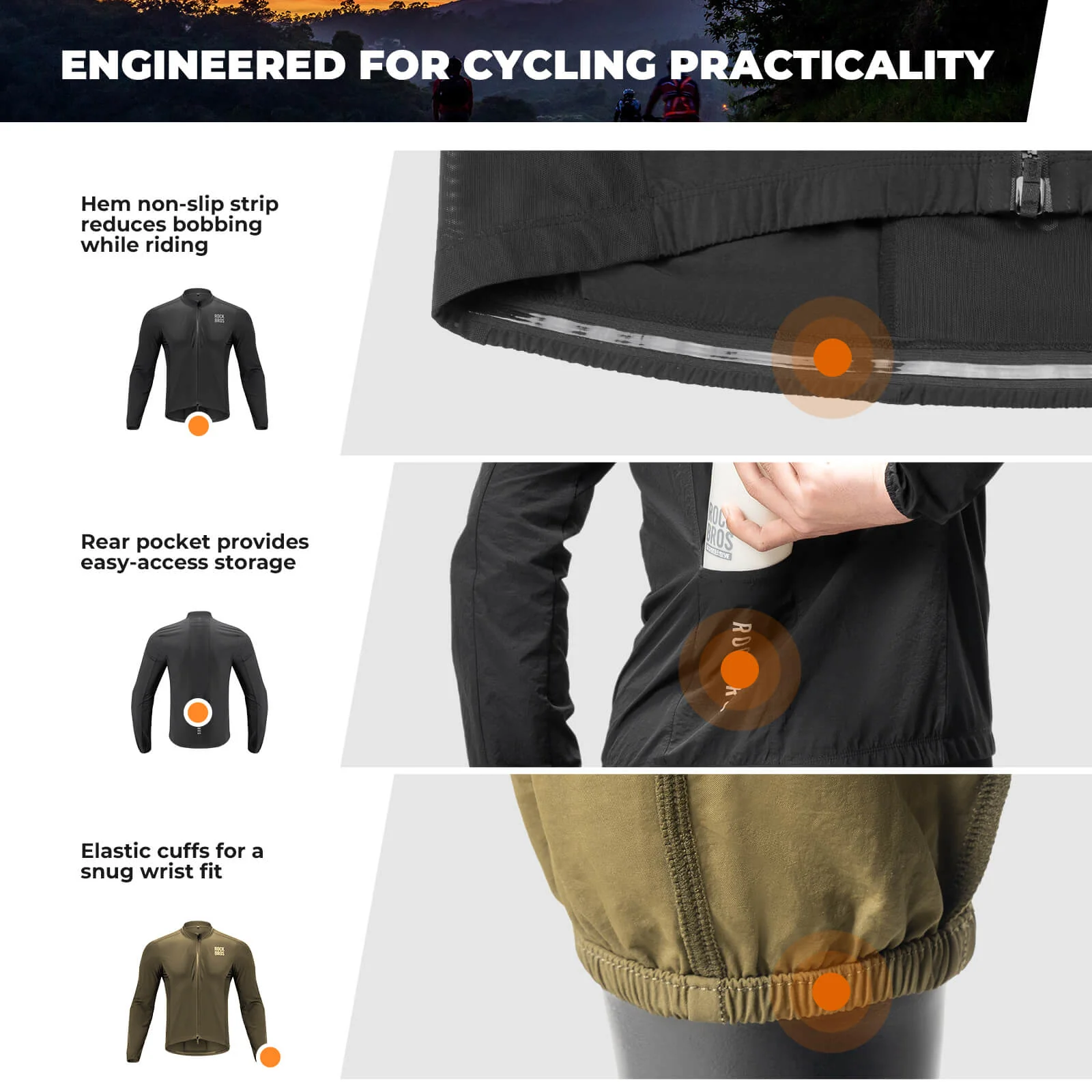 Ultralight Long Sleeve Cycling Jacket Packable Shell - Image 5